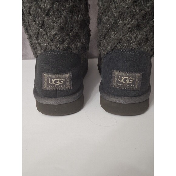 UGG Lattice Cardy Knit Boots Sz 7 Gray Fold Over Boho Cozy Winter Casual Outdoor - Picture 9 of 11